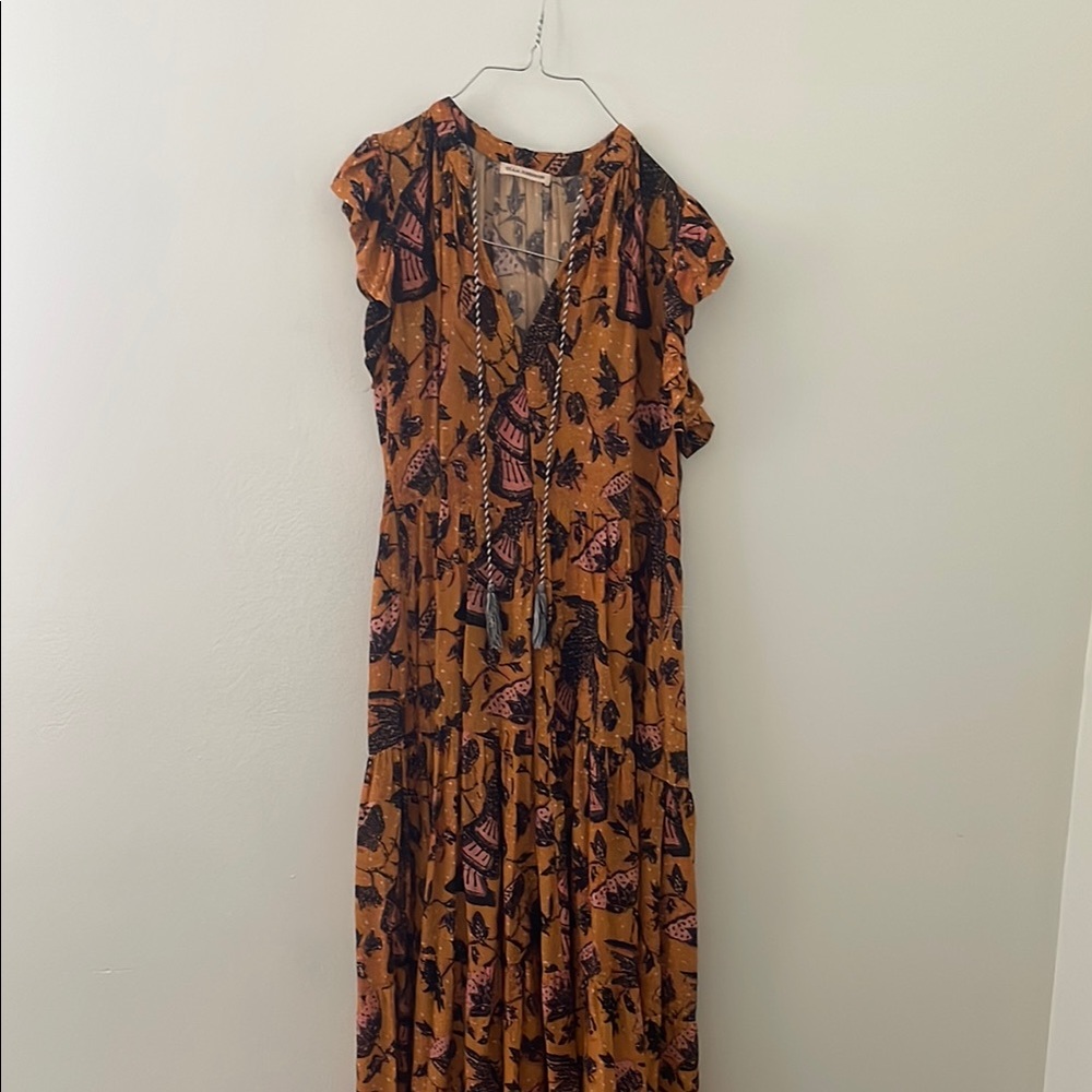 Ulla Johnson Vibrant Orange and Black Maxi Dress